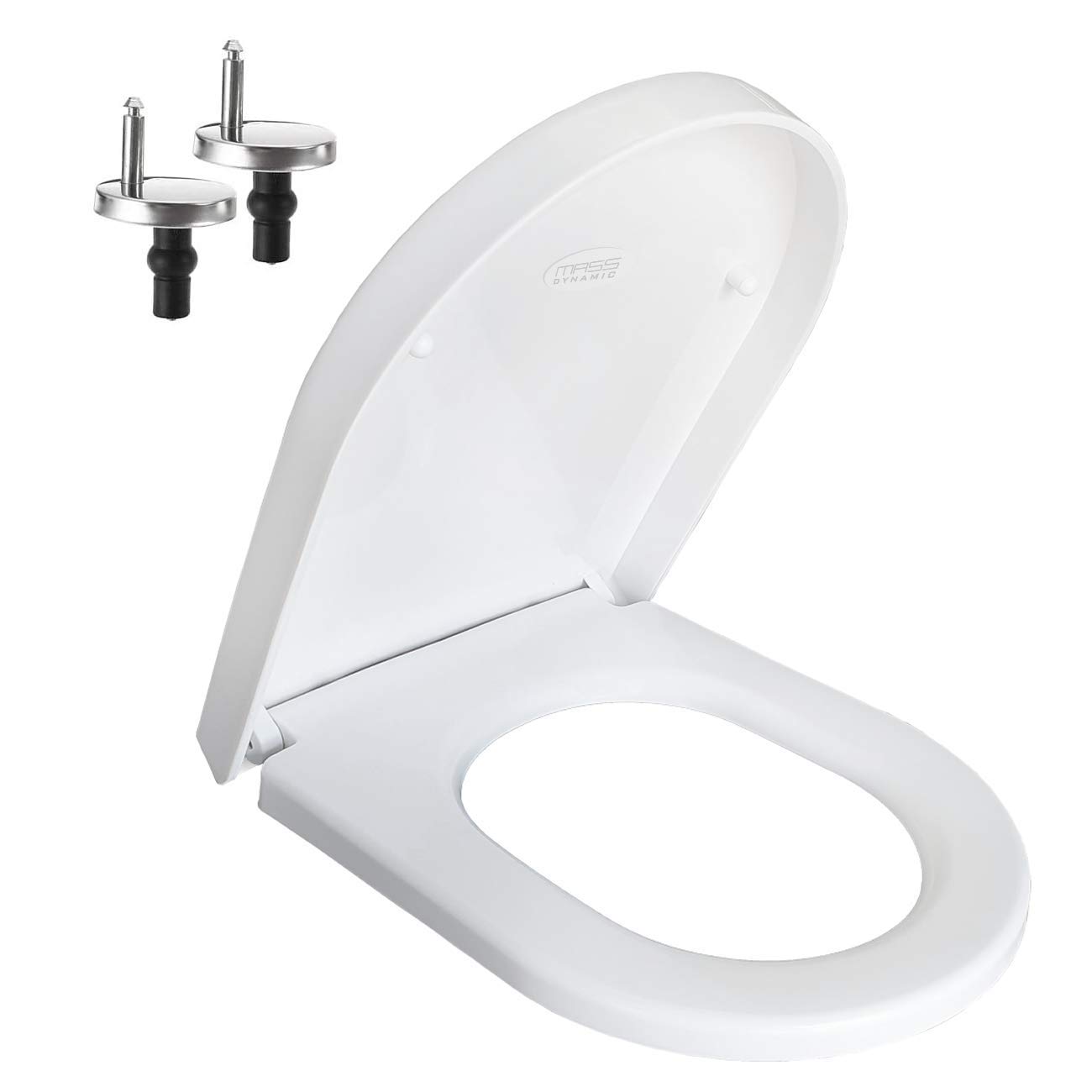 Mass Dynamic White Toilet Seat, Antislam Soft Close Toilet Seat, Quick