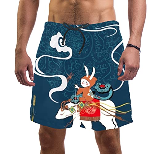 Short de bain homme anti-irritation doublure maille motif lapin multicolore séchage rapide XL