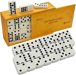 Dominoes Set for Adults - Double Nine Dominoes Set for Classic Board Games - Domino Set for Family Games - Double Nine Dominos Set 55 Tiles with Wooden Case