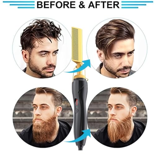 Peine alisador cerámico 2 en 1 portátil para cabello y barba miniatura 4