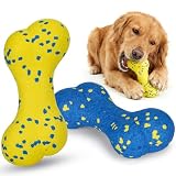 Juguete de Perro Indestructible - Nobleza 2 Piezas Juguete Mordedor para Perros, Hueso Juguetes para Perros Resistentes y Duraderos, Juguete Perro Indestructible Limpieza Dental para Mascotas Cachorros, Azul y Amarillo