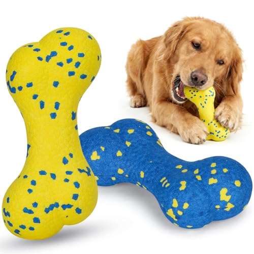 Nobleza 2 Pezzi Giochi per Cani Indistruttibili, Osso per Cani da Masticare Morbido e Pulizia Denti Tartaro, Giocattolo Galleggiante Interattivo Anti Noia e Stress, per Taglia Media e Grande