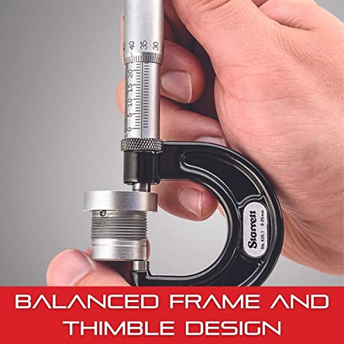 Starrett Tube Micrometer With One-Piece Spindle, Satin Chrome Finish And Advanced Sleeve Design - Quick And Easy Adjustment, 0-1" Range, .001" Graduations - 569Axp #TOP6