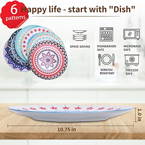 Farielyn-X 6 Pack Porcelain Dinner Plates - 10.5 Inch Diameter - Pizza Pasta Serving Plates Dessert Dishes - Microwave, Oven, and Dishwasher Safe, Scratch Resistant - Set of 6 - Image 2