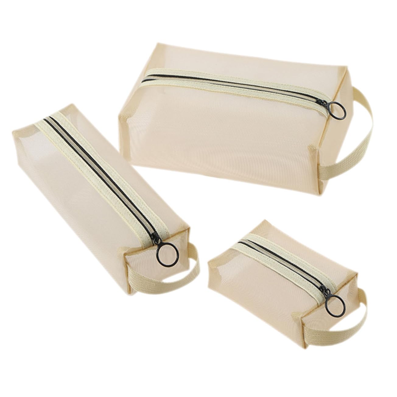 DOITOOL 5juegos Bolsa De Maquillaje Transpirable Cierre De Cremallera Neceser De Viaje Compacto para Cosméticos y Accesorios De Color Melocotón