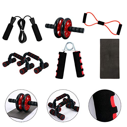 Conjunto de exercícios abdominais Besportble com barra de joelho com rolo de roda AB e manoplas de e