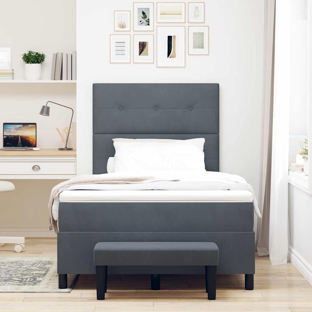 Samt Kopfteil Modernes Design Boxspringbett 120 x 200 cm Grau