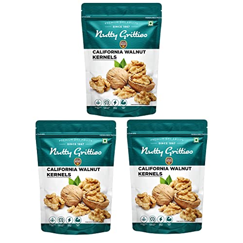 Image of Nutty Gritties California Walnut Kernels Without Shell, for Morning Consumption Dry Fruit, Omega-3 Rich (200 g (Pack of 3))