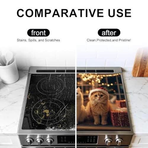 Image of Christmas Cat Stove Top Cover, Electric Glass Cooktop, 28x20 in