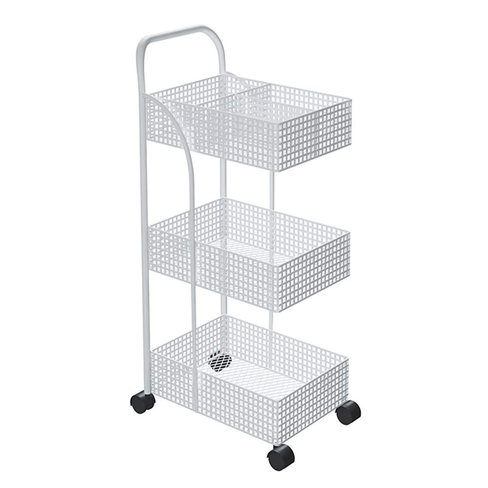 Scaffale da cucina a 3 ripiani con ruote, multiuso, per bagno, cucina e ufficio