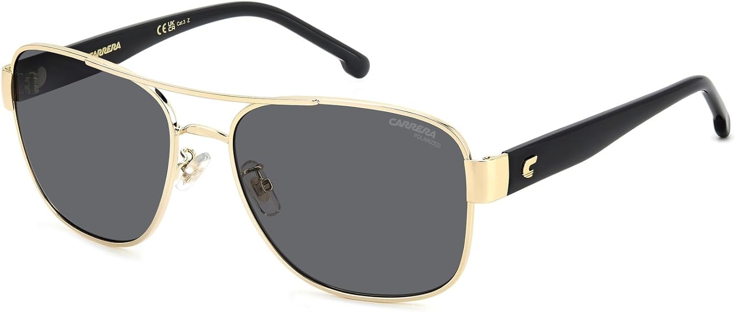 Carrera Women's Casual Geometric Sunglasses, Gold Black/Grey Polarized, 58/17/135