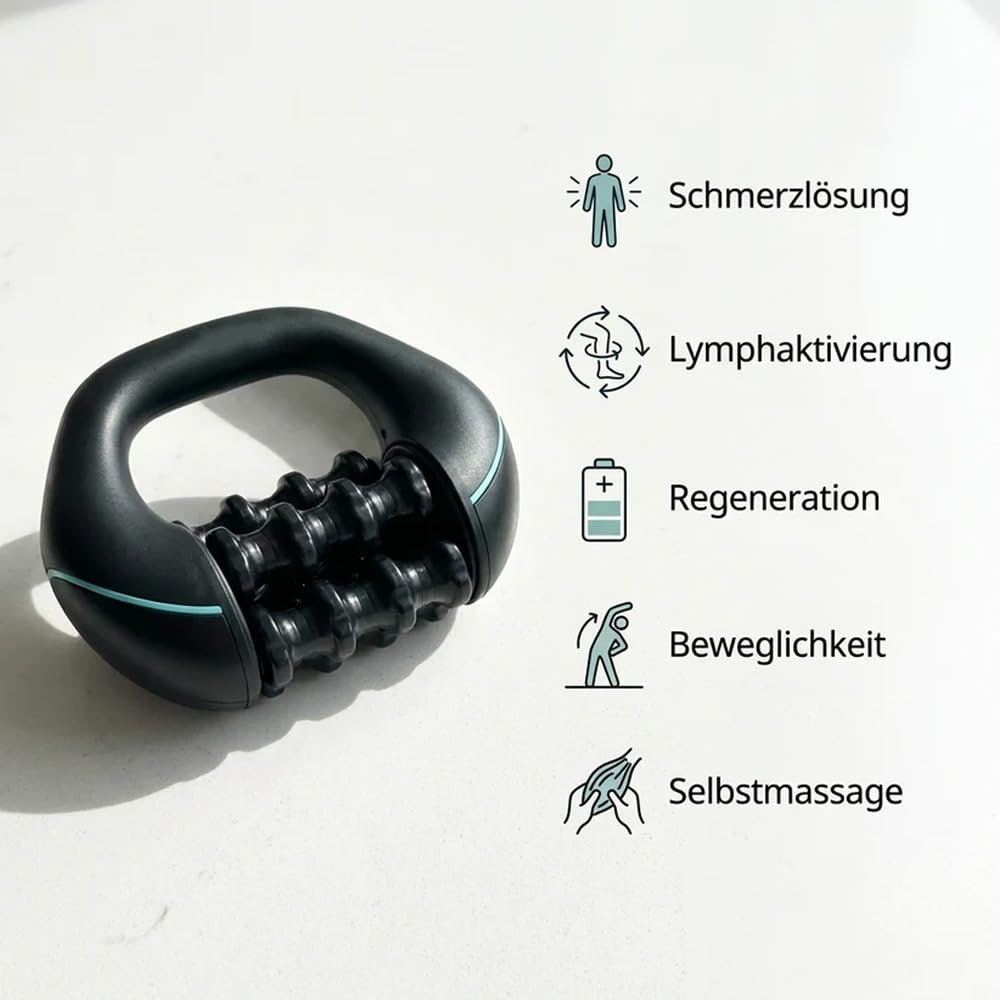 Marvixor Massageroller – Manuelle Faszienrolle für Nacken, Schultern, Rücken & Beine – 24 Massageköpfe gegen Verspannungen & Muskelkater – Ganzkörper-Entspannung
