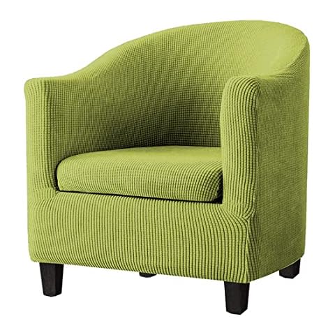 YOPOIY 2 Piece Tub Chair Cover with Cushion Cover Stretch Jacquard Club Chair cover Soft Non Slip Removable Machine Washable For Armchair -light green Cover