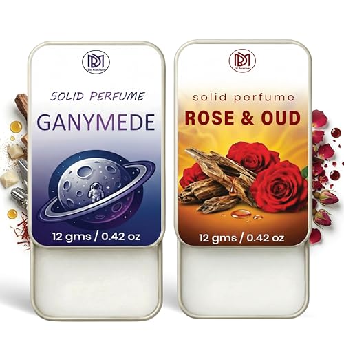 Image of Dr.Mashur Solid Perfume |Rose & Oud&Gandmede Alcohol Free Wax Perfume Balm, Long Lasting | Pocket Tin 12g, Pack Of 2| Non Greasy Smooth Glide, Travel Friendly Unisex Gifts He Or Her