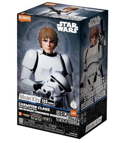 Image of Blokees: Star Wars Episode V: A New Hope - CC04 Series - Luke Skywalker Stormtrooper Disguise Version - Assembly Required - No Tools - No Paint - No Glue - No Cutting - Age 14+ | 103-Piece Snap-Fit Model, Display-Ready Articulation, Accessories and Stand, No Paint and Glue, Ages 14 Plus