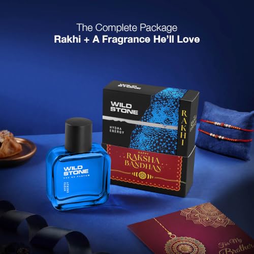 Image of Wild Stone Hydra Energy EDP for Men 50ml with Rakhi | Raksha Bandhan Gift Set for Brother | Aromatic & Fougere Long Lasting Perfume | Gift for Men | Fragrance For Everyday