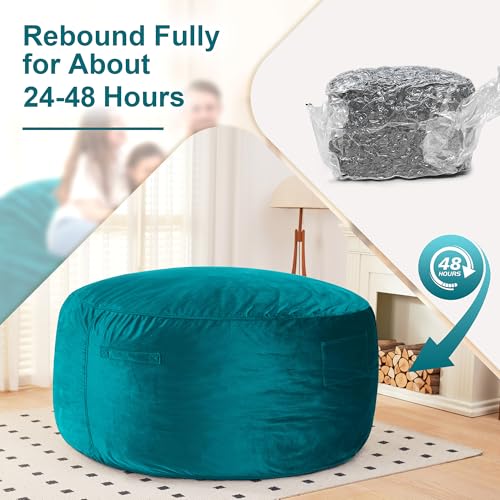 Image of HABUTWAY Bean Bag Chair: Giant 6' Memory Foam Furniture Bean Bag Chair with Microfiber Cover - 6Ft,Sea Blue