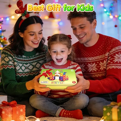 Image of 65PCS Mini Travel Magnetic Tiles with Case Set Toddler Essentials Toys, Magnetic Building Blocks Kids Games Sensory Montessori Education Learning Toys for 3+ Year Old Boys Girls Birthday Gifts