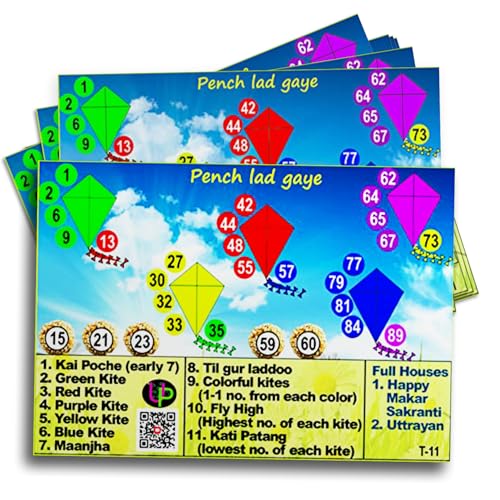 Image of Makar Sakranti Tambola Tickets - Pench Lad Gaye Theme (English) | Bingo Housie Game for Kitty Party Fun | Celebrate with Interactive Housie Cards (Set of 15 Tickets) for All Ages