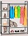LITTLE TREE Free-Standing Closet Organizer,Heavy Duty Clothes Rack with 6 Shelves and Handing Bar, Large Closet Storage Stytem & Closet Garment Shelves,White