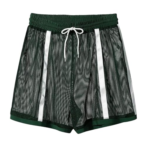 Generisch Pantalones cortos de malla para hombre, transpirables, ligeros, transparentes, clásicos, cintura elástica, pantalones cortos para correr, monocolor, transparentes, transpirables, elásticos