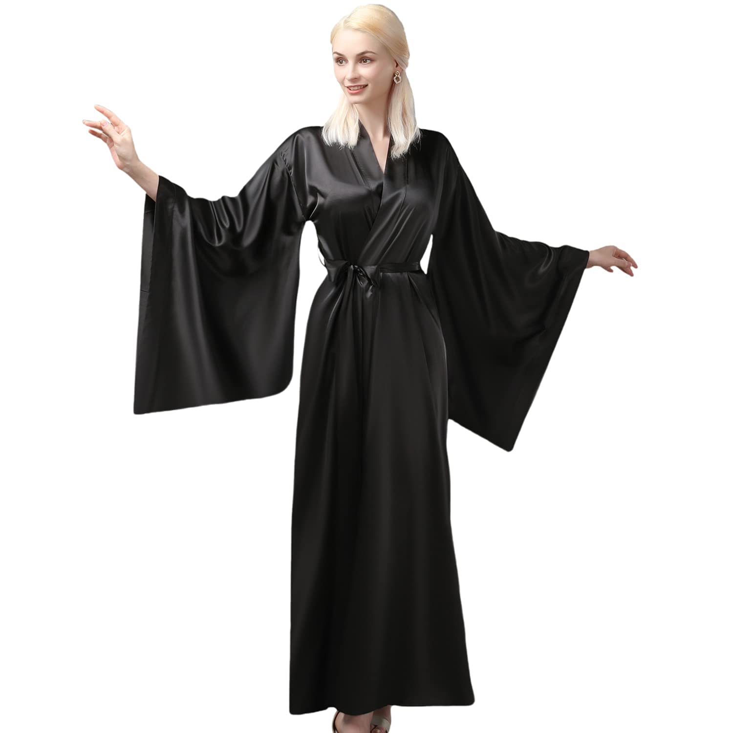 MAYILNSIN Woman's Kimono Robe Long Silk Dressing Gown Wedding Party Bathrobe Satin Sleepwear Nightwear Loungewear Plus Size