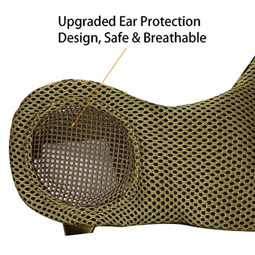 AOUTACC Airsoft Mesh Mask, Half Face Mesh Masks with Ear Protection for CS/Hunting/Paintball/Shooting (Mesh Ear, MC09)