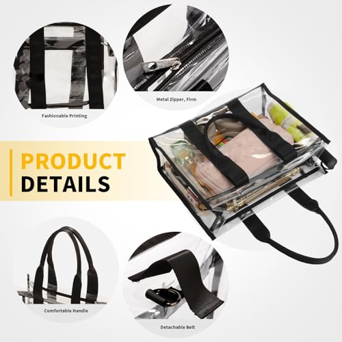 Clear Bag for Stadium Events Large Clear Tote Lunch Bag with Strap for Work, Concert, Sports, Beach2