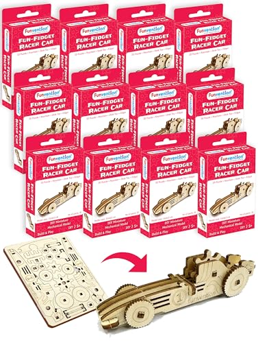 Image of Funvention Birthday Return Gifts (Pack of 12) Fun Fidgets - Racer Car | DIY Miniature Mechanical Models 3D Puzzle Return Favours for Kids Birthday Party 5+ Years Made in India Toys, Gold