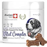 SwissVet 8 en 1 Multivitamines Chien - 60 Friandises Articulation -Glucosamine, Chondroïtine, MSM, Collagène -Digestion (Probiotiques) & Huile de Saumon Oméga 3 - Anti Démangeaison & Poil Brillant