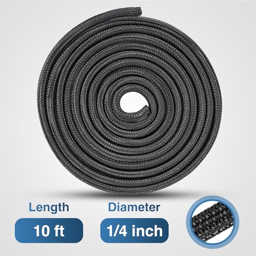 Image of Nilight Cable Sleeve, 10ft-1 /4inch Cord Management Sleeves Black Wire Loom