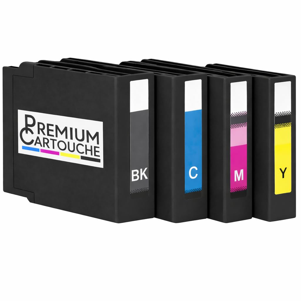 PREMIUM CARTOUCHE Pack de 4 Cartouches Compatible T13X pour Epson Workforce Pro EM-C7100 EP-C7000, Noir Cyan Magenta Jaune, 5800-4600 Pages