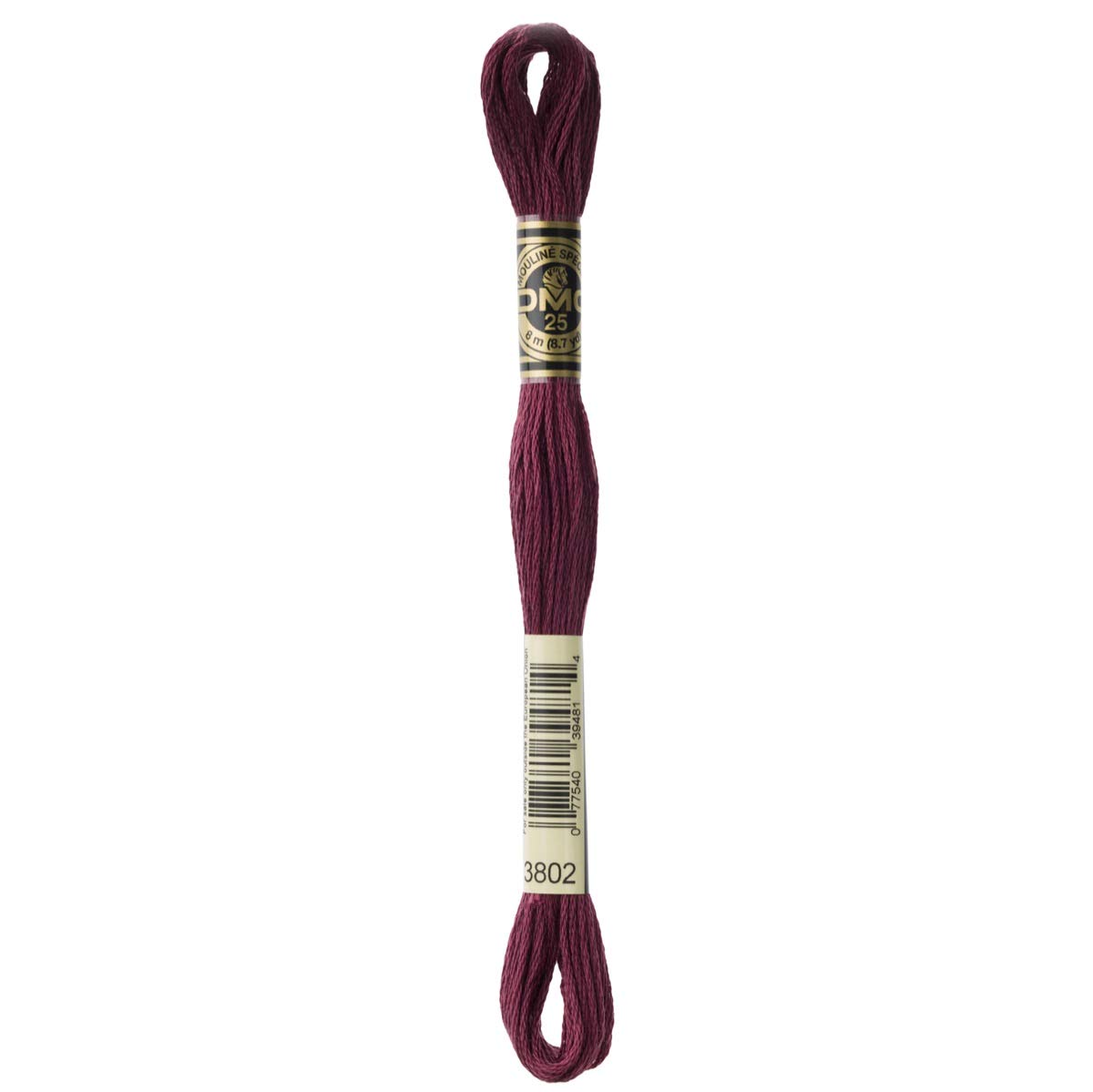 DMC Embroidery Floss Mouline Stranded Cotton Thread for Hand Embroidery and Sewing - Colour No: 3802-5 x 8m Skeins