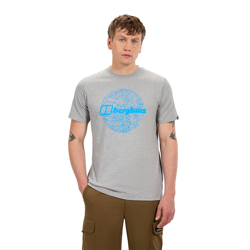 Berghaus Men's Map of The Toon Tee, Grey Marl BCI, 3XL