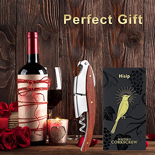 Hisip Wine Bottle Opener Upgrade Corkscrew Phoenix Design Red Dot Award Crafted Rosewood Handle, Quick Stainless Steel Wine Key For Beers And Wine Bottles, Christmas Gift For Waiters Bartenders #TOP6