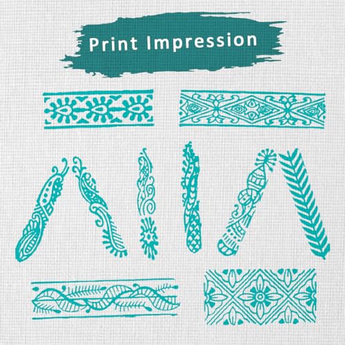 Image of Wooden Indian Traditional Design Printing Stamps /Blocks for Printing Saree Border /Dresses /Craft Card Making /Scrapbook /Clay Pottery (Set of 10)