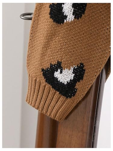 WDIRARA Girl's Leopard Print Sweater Cardigan Cute Bow Long Sleeve Crewneck Button Knit Cardigans3