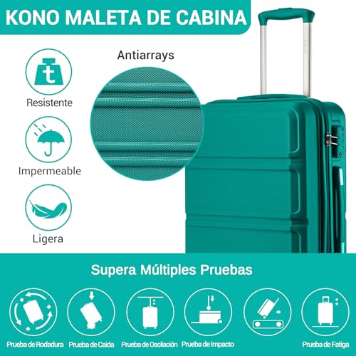 Miniatura 3 de Kono Maletas De Viaje Mediana Rígida Abs 65cm Maleta Mediana Equipaje De Mano Con 4 Ruedas Y Cerradura De Combinación Tsa 65x41x26cm M, Turquoise