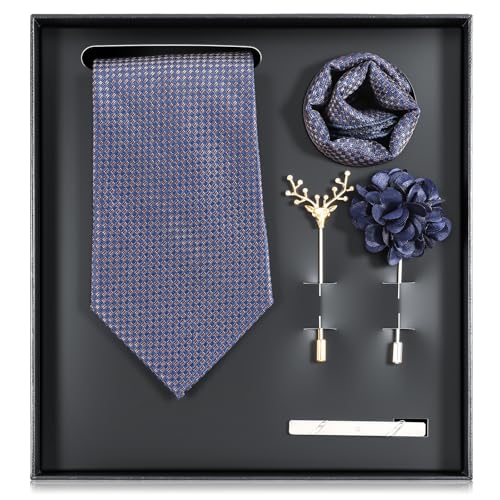 Set de corbata para hombre, 5 piezas azul