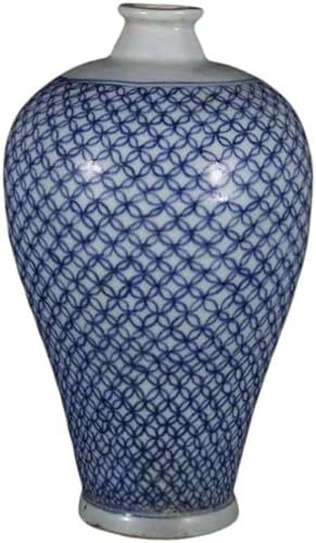 Bzgpmfud One Color Vase Desktop Oriental Ceramic Jar Ginger Jars With Lids Jingdezhen Hand Painted Lotus Blue White Porcelain Ornament 24×14Cm