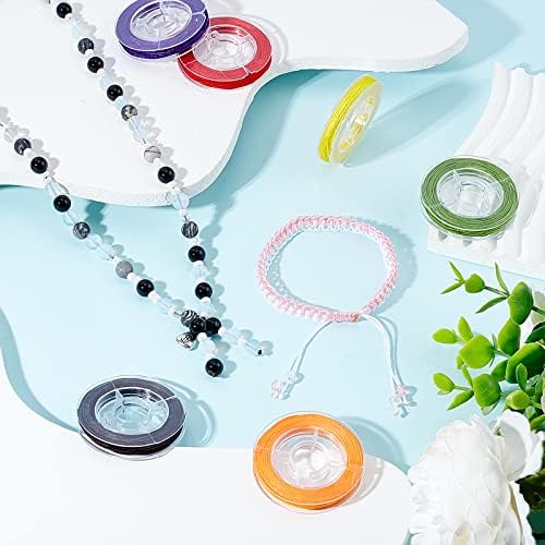 PandaHall 10 Color 0.8mm Chinese Knotting Cord Braided Nylon Beading Cord Nylon Crafting Macrame Thread String for Beading Jewellery Making Friendship Bracelet, 75 yards totally