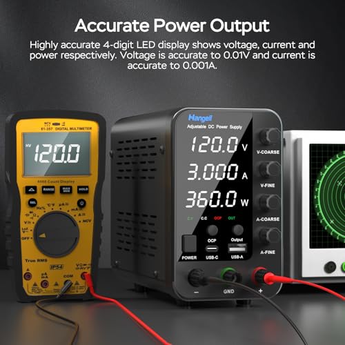 Image of DC Power Supply Variable, 120V 3A Bench Supply With Encoder Coarse & Fine Adjustments Knob, Adjustable Switching Regulated Lab Supply With 5V 3.6A USB & Type-C Quick-Charge