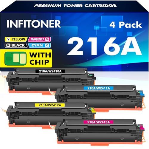 216A (Mit Chip) W2410A Toner für HP 216A Color LaserJet Pro MFP M183fw M182n M182nw M155a M155nw W2411A W2412A W2413A - Schwarz Cyan Gelb Magenta 4er-Pack