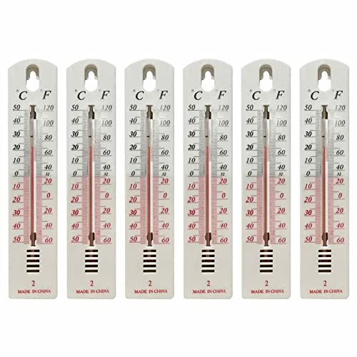 6/12 Stück Analoges Innenthermometer Außenthermometer, 19,5 cm Gartenthermometer Hohe Genauigkeit, Zimmer Thermometer Wand Temperaturmessgerät...