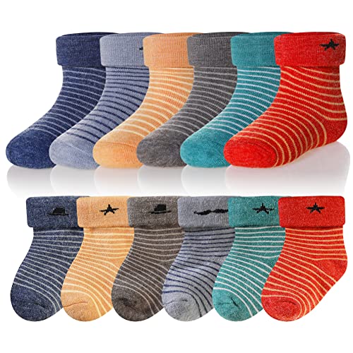 Image of Eocom 6 Pairs Baby Boys Girls Wool Socks Infant Toddlers Kids Unisex Winter Thick Soft Warm Thermal Crew Socks