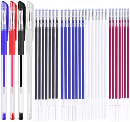 WedFeir Heat Erasable Fabric Marking Pens with 28 Refills for Tailors Sewing, and Quilting Dressmaking, 4 Colors Heat Erase Pens of Fabrics.