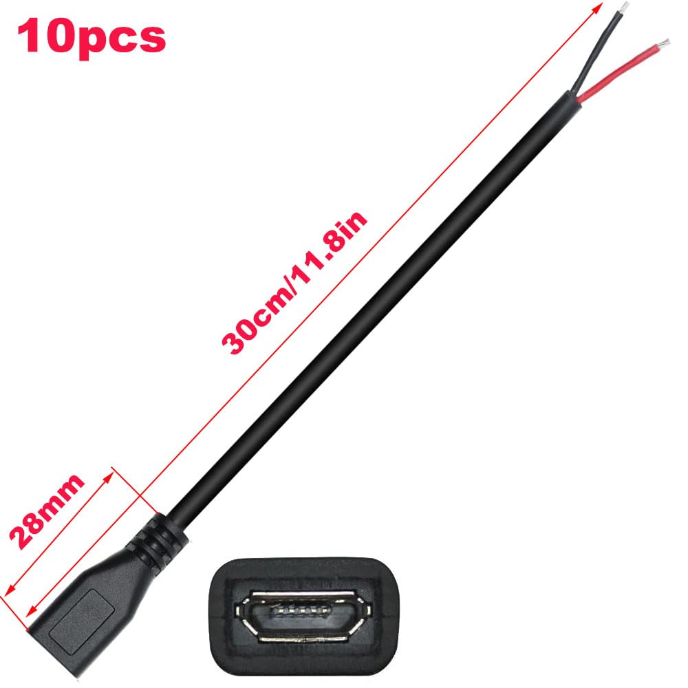 ZdyCGTime Cavo Micro USB Con Connettore A Morsettiera - Femmina A 5 Pin Con Terminali A Vite, 30 Cm (Confezione Da 2) Per Fai-da-te E Riparazioni