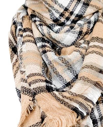 Wander Agio Womens Warm Long Shawl Winter Wraps Large Scarves Knit Cashmere Feel Plaid Triangle Scarf4