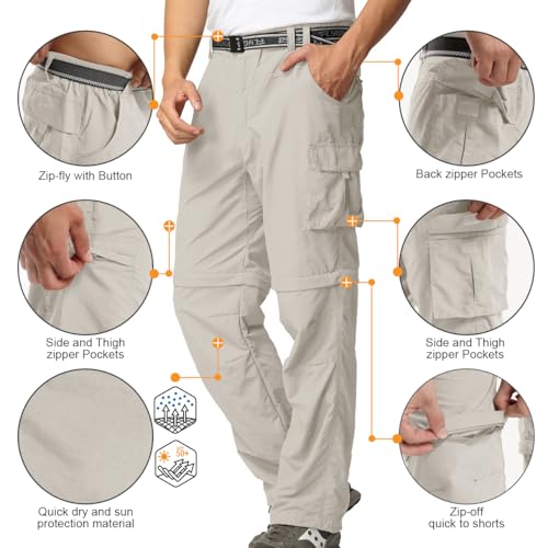 Mens Hiking Pants Convertible Quick Dry Zip Off Fishing Travel Safari Pants4
