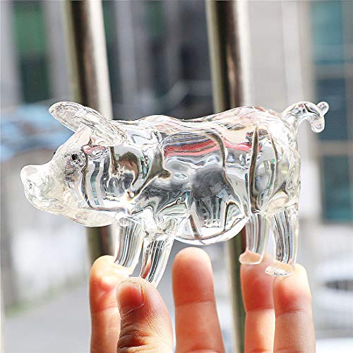 Waltz&F Crystal Glass Clear Pig Figurine Paperweight Fengshui Glass Craft Home Decoration #TOP5